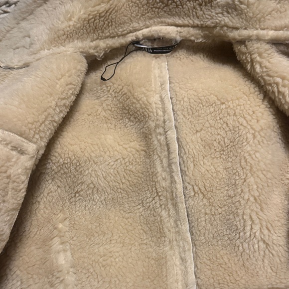 Zara Dark Brown Leather Vest with Cream Shearling - Picture 6 of 7